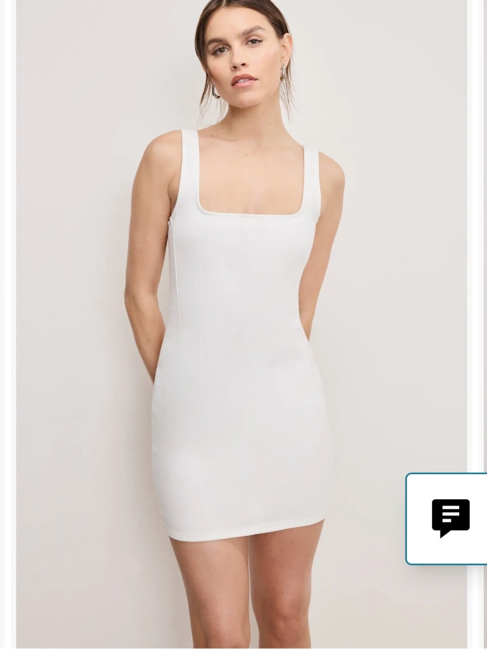 Good American White Jean Square-Neck Bodycon Mini
